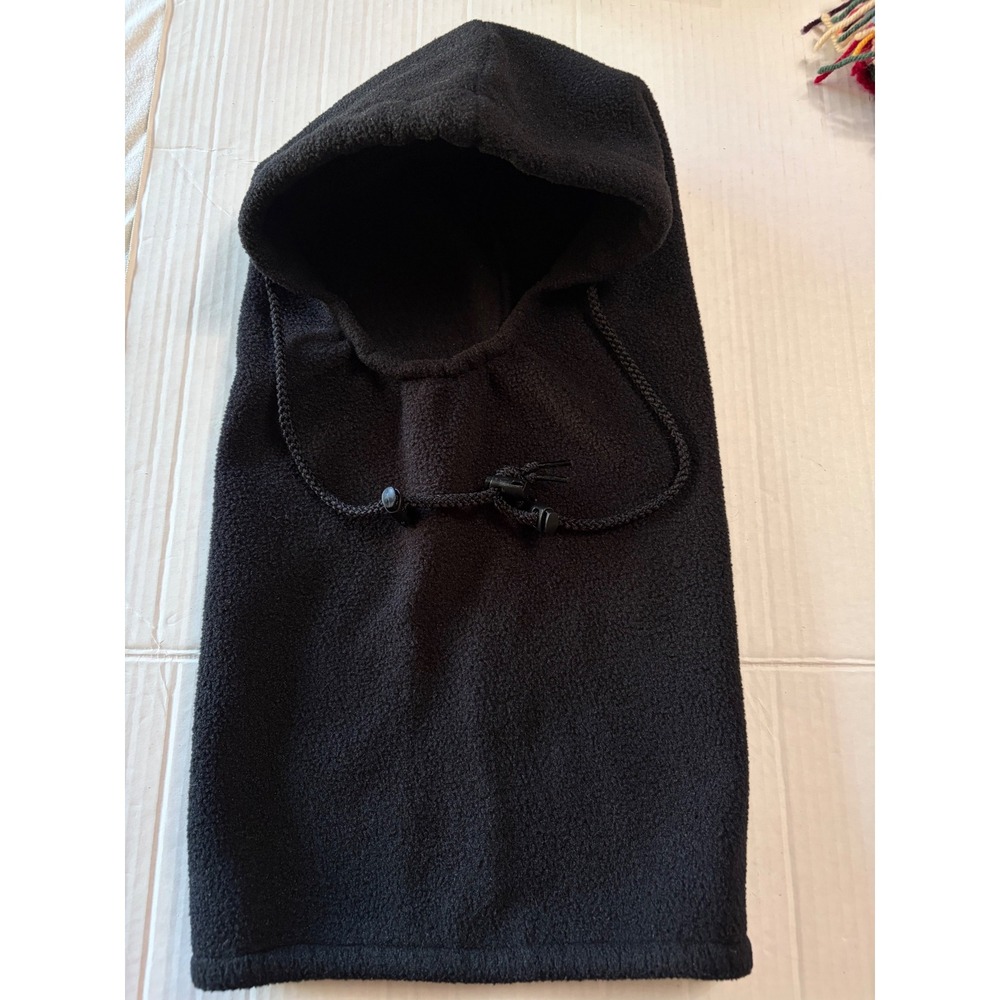 Nordic Gear Black Fleece Balaclava Hood Adjustable Neck Warmer Made in USA